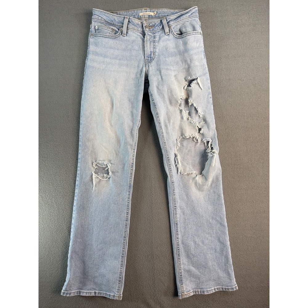 Levi's Superlow Boot Jeans Womens 29x32 Light Blue Low Rise Distressed A4679-002
